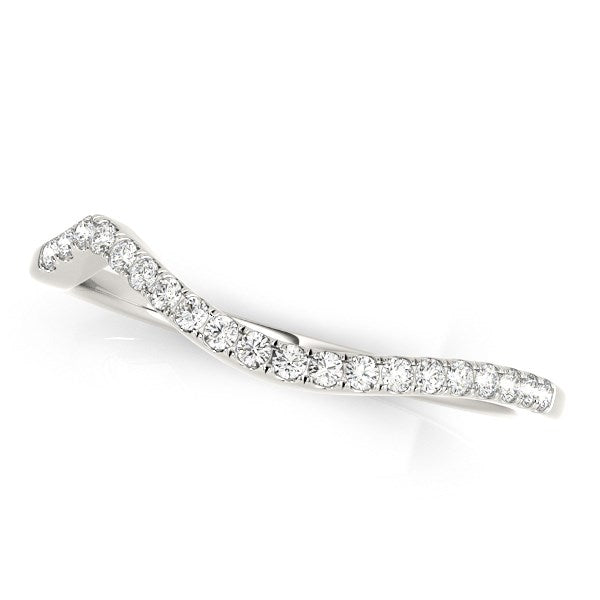 Alianza de boda moderna de oro blanco de 14 k con diamantes curvos (1/8 ct)