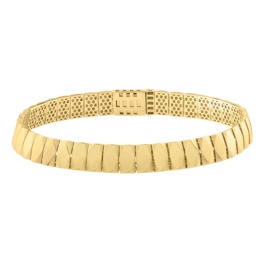 Pulsera de oro amarillo de 14 k con diamantes en forma de mosaico (7,10 mm)