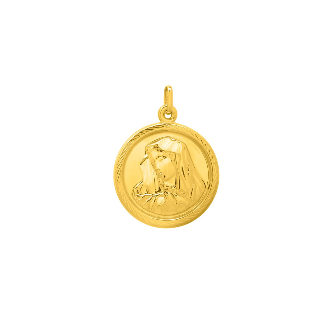 Colgante religioso con motivo de la Virgen María en oro amarillo de 14 quilates