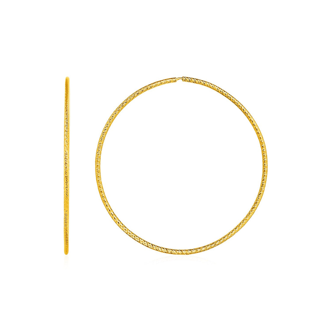 Aros texturizados sin fin en oro amarillo de 14 k (1,2 x 40 mm)