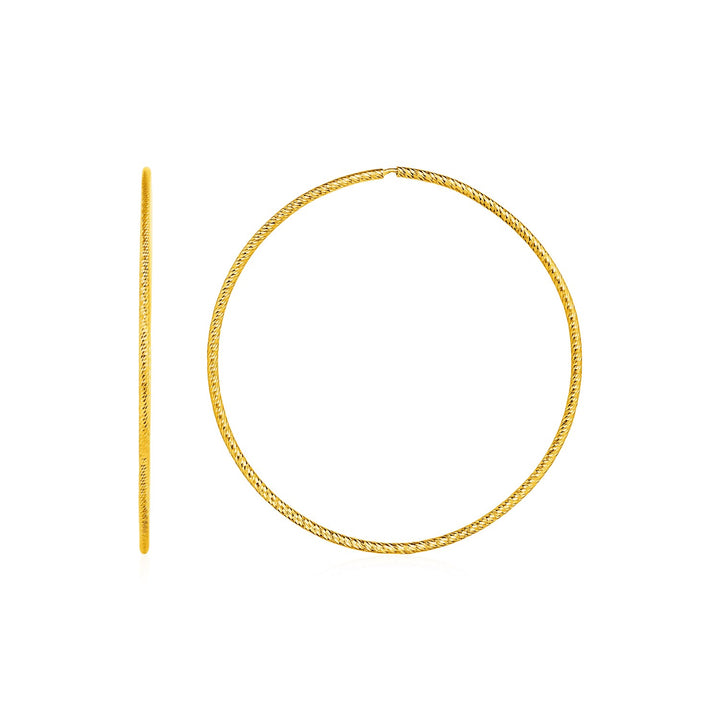 Aros texturizados sin fin en oro amarillo de 14 k (1,2 x 40 mm)