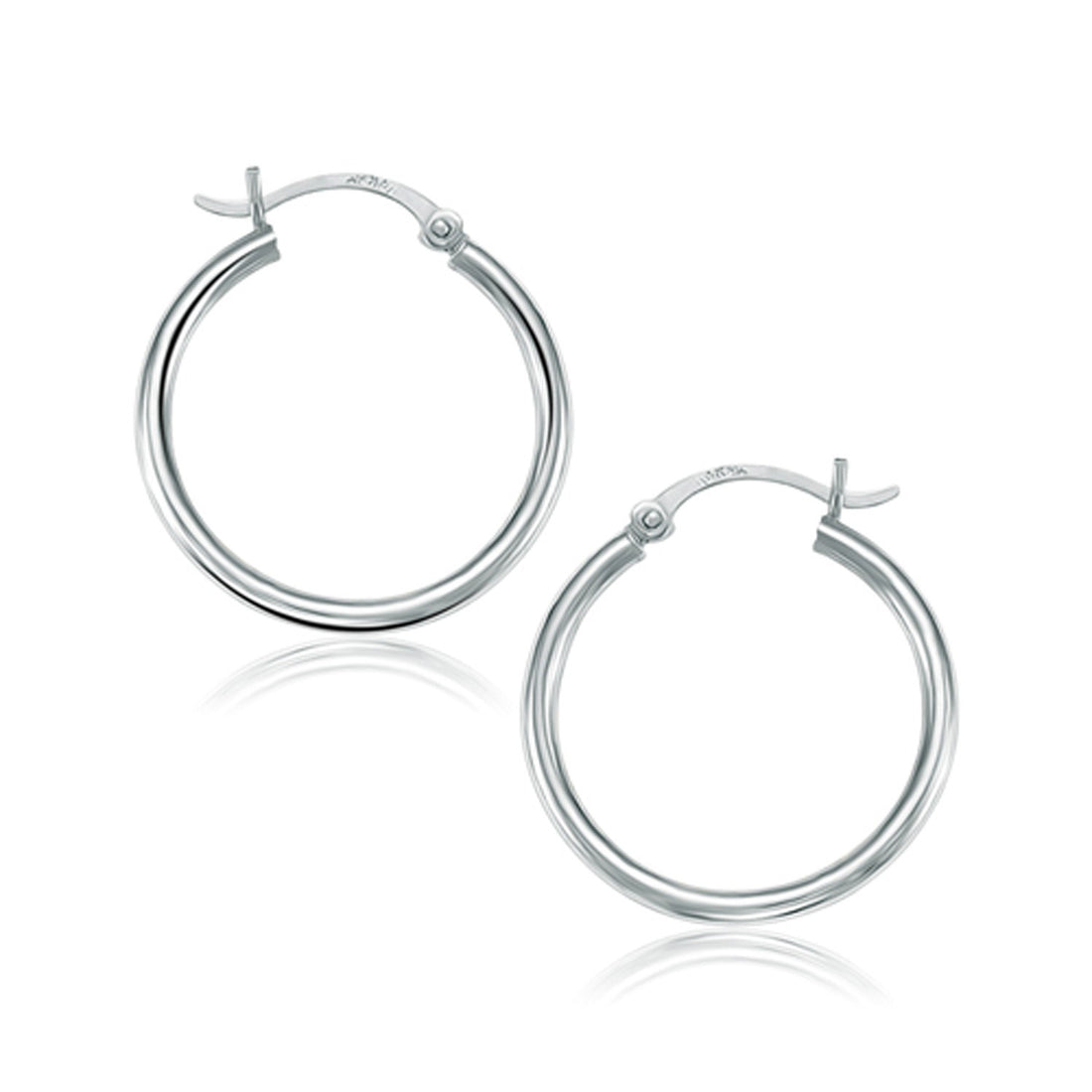 Aros pulidos de oro blanco de 10 k (2 x 25 mm)