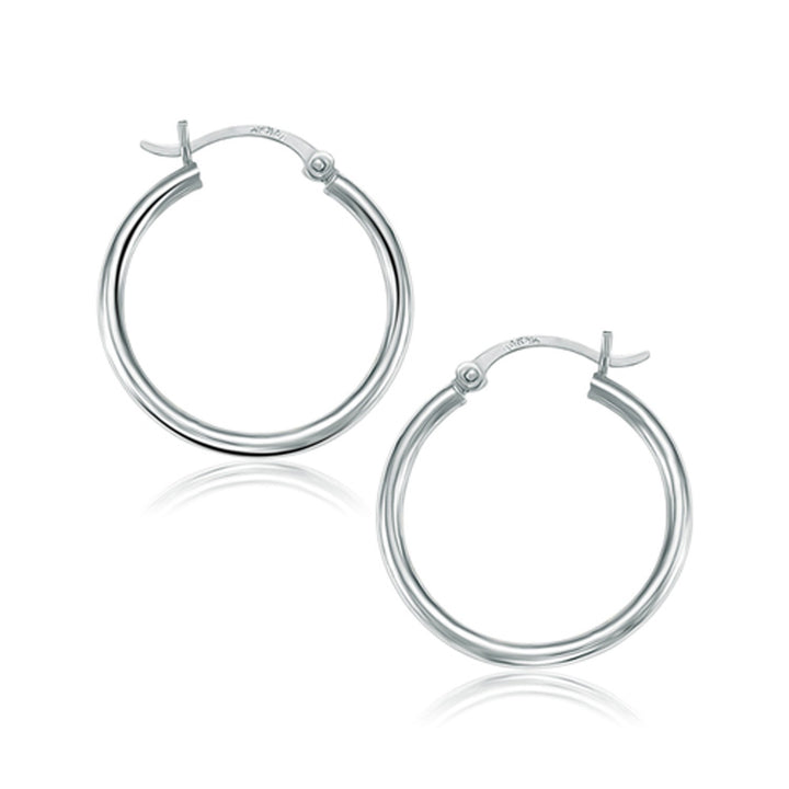 Aros pulidos de oro blanco de 10 k (2 x 25 mm)