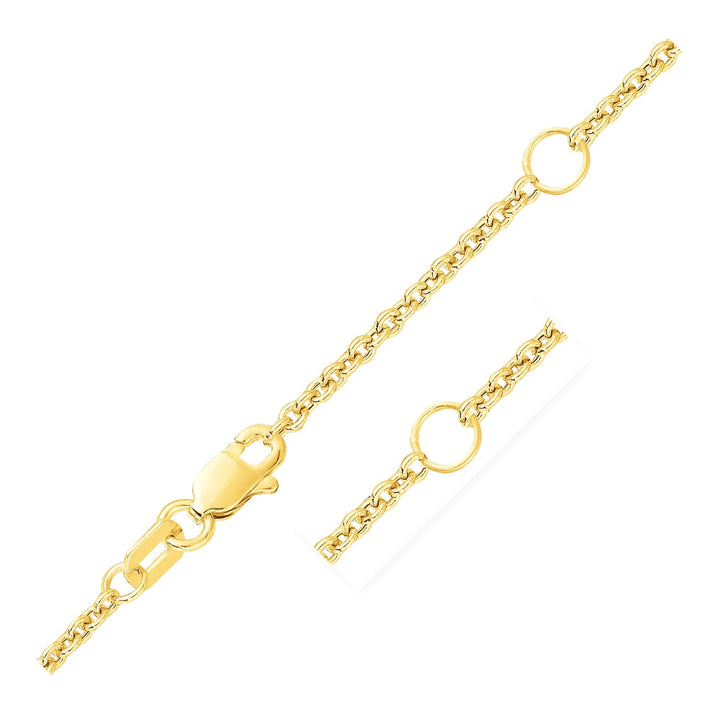 Cadena de cable extensible doble en oro amarillo de 14 k (1,80 mm)
