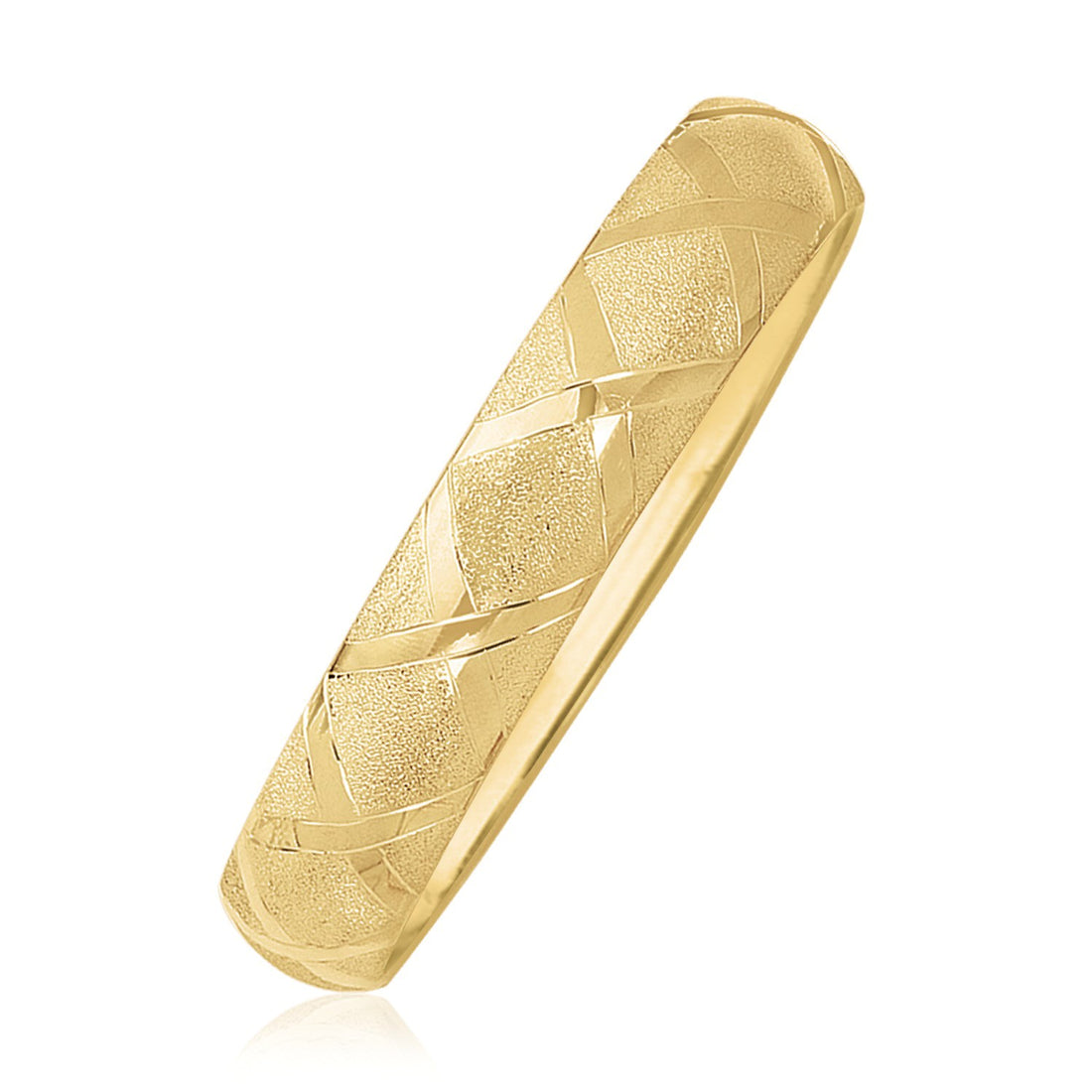 Brazalete con patrón de diamantes de doble textura en oro amarillo de 10 k (12,00 mm)