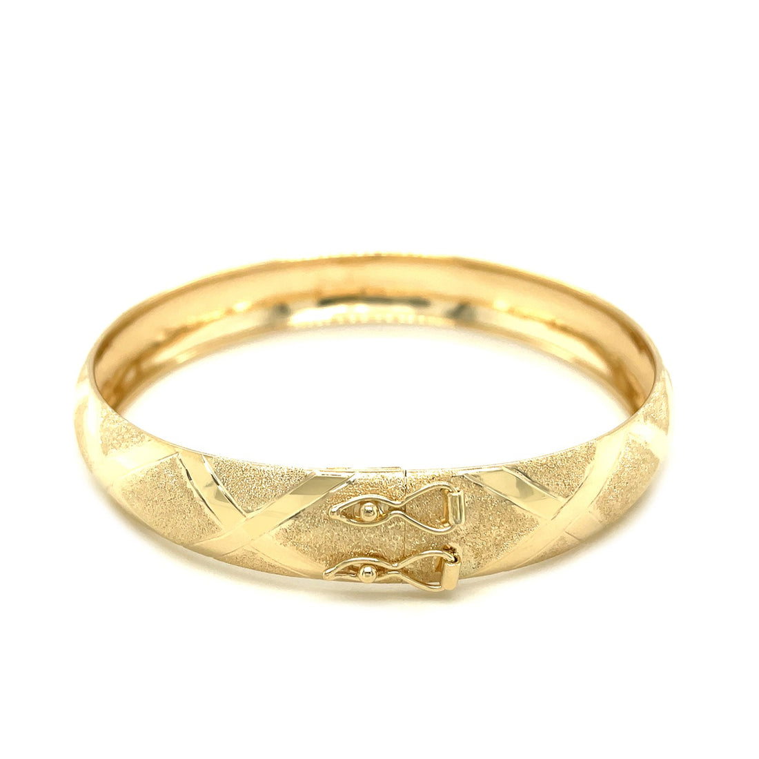 Brazalete con patrón de diamantes de doble textura en oro amarillo de 10 k (12,00 mm)