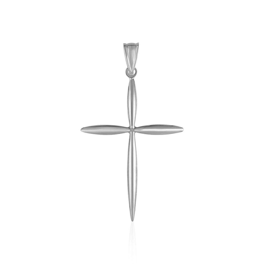 Colgante de cruz redondeada y puntiaguda en oro blanco de 14 k