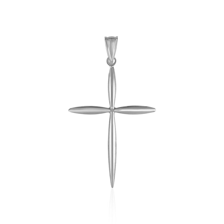 Colgante de cruz redondeada y puntiaguda en oro blanco de 14 k