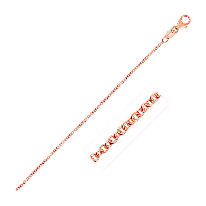 Cadena de eslabones tipo cable redondos de oro rosa de 14 k (1,25 mm)