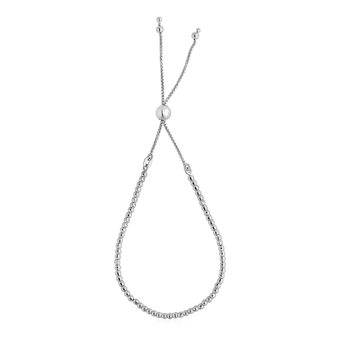 Pulsera ajustable de cuentas finas y brillantes en plata de ley (1,50 mm)
