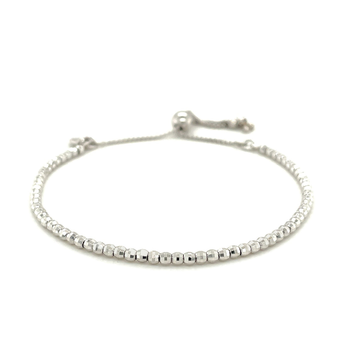 Pulsera ajustable de cuentas finas y brillantes en plata de ley (1,50 mm)