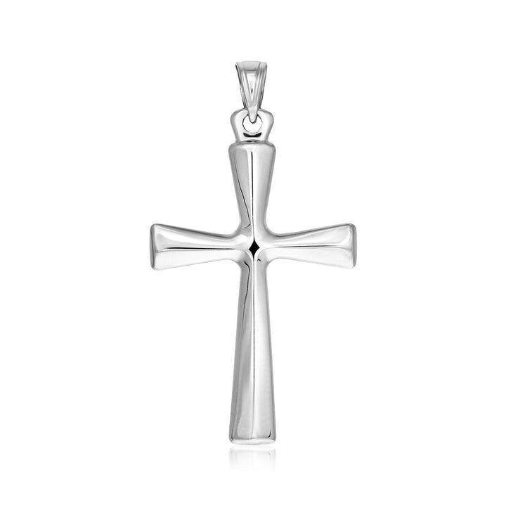 Colgante de cruz redondeada abovedada de plata de ley