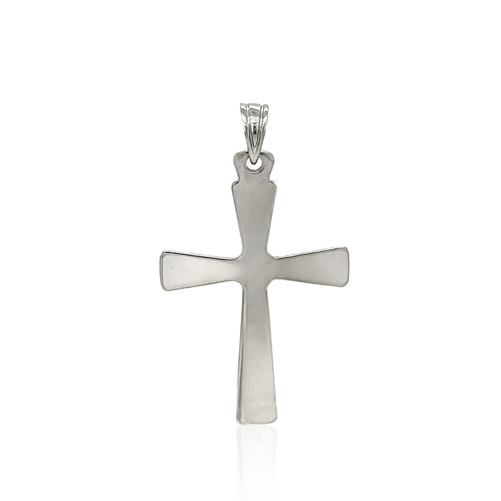 Colgante de cruz redondeada abovedada de plata de ley