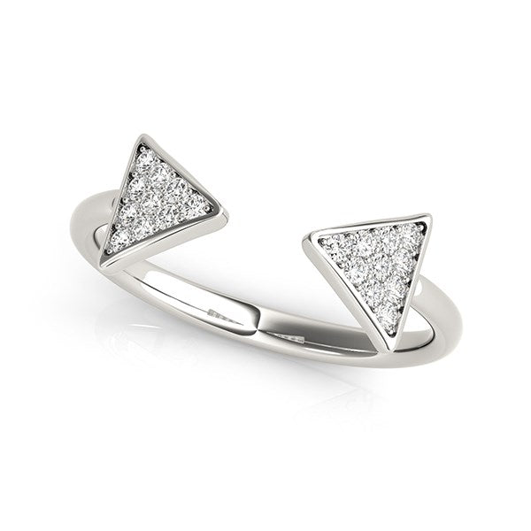 Anillo abierto de punta de flecha con diamantes en oro blanco de 14 k (1/5 ct)