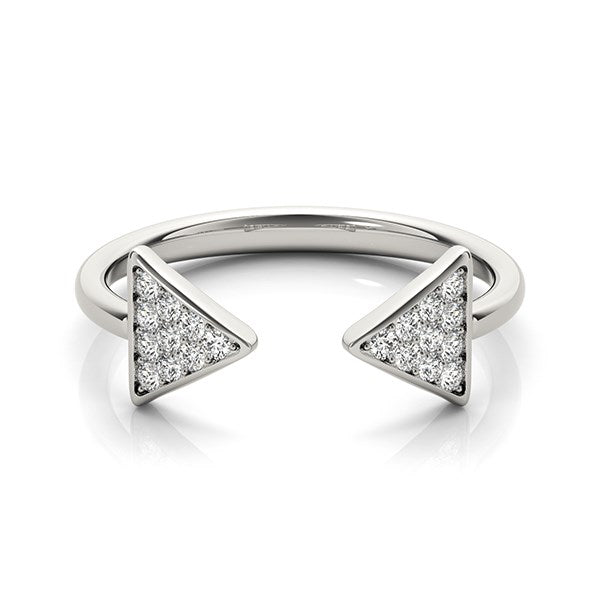 Anillo abierto de punta de flecha con diamantes en oro blanco de 14 k (1/5 ct)