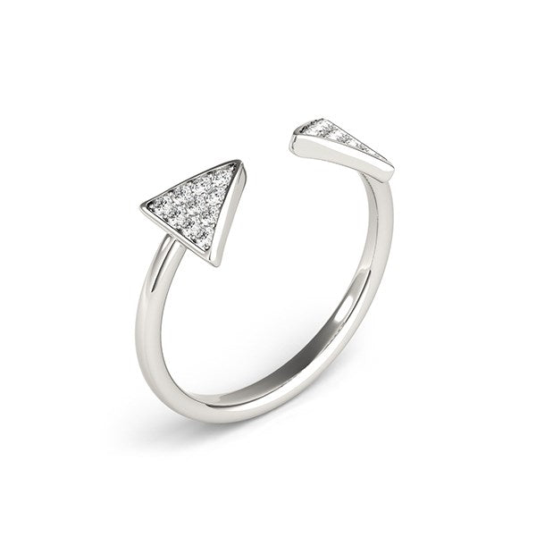 Anillo abierto de punta de flecha con diamantes en oro blanco de 14 k (1/5 ct)
