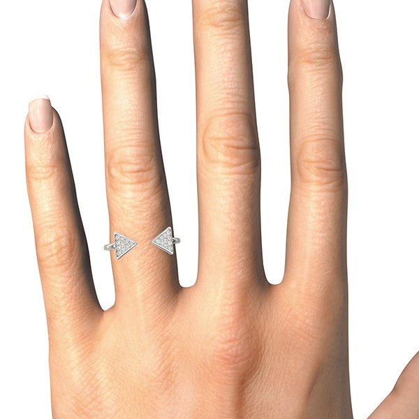 Anillo abierto de punta de flecha con diamantes en oro blanco de 14 k (1/5 ct)
