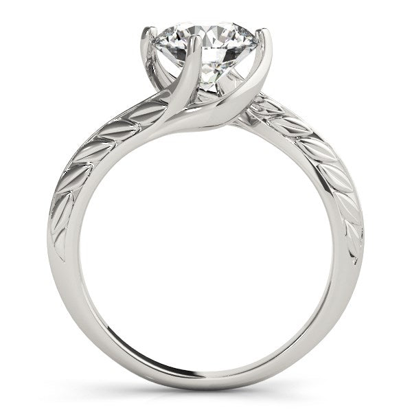 Anillo de compromiso solitario de diamantes redondos con bypass en oro blanco de 14 k (1 ct)