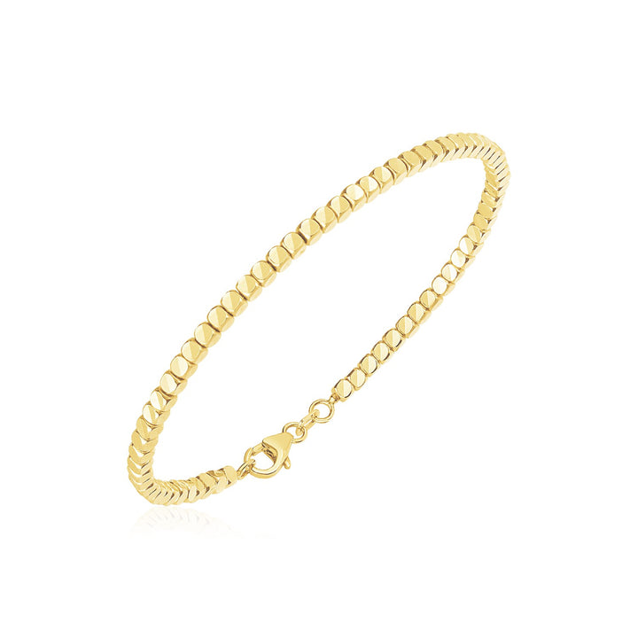 Brazalete tipo brazalete con cuentas de oro amarillo de 14 k muy pulido (2,40 mm)