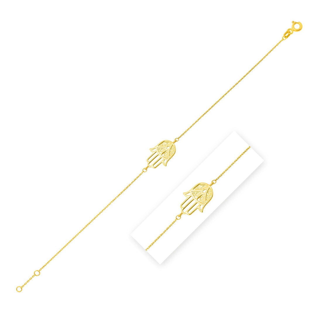 Pulsera Hamsa de oro amarillo de 14 k