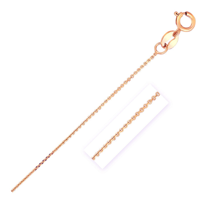 Cadena de eslabones tipo cable con corte de diamante en oro rosa de 14 k (0,68 mm)