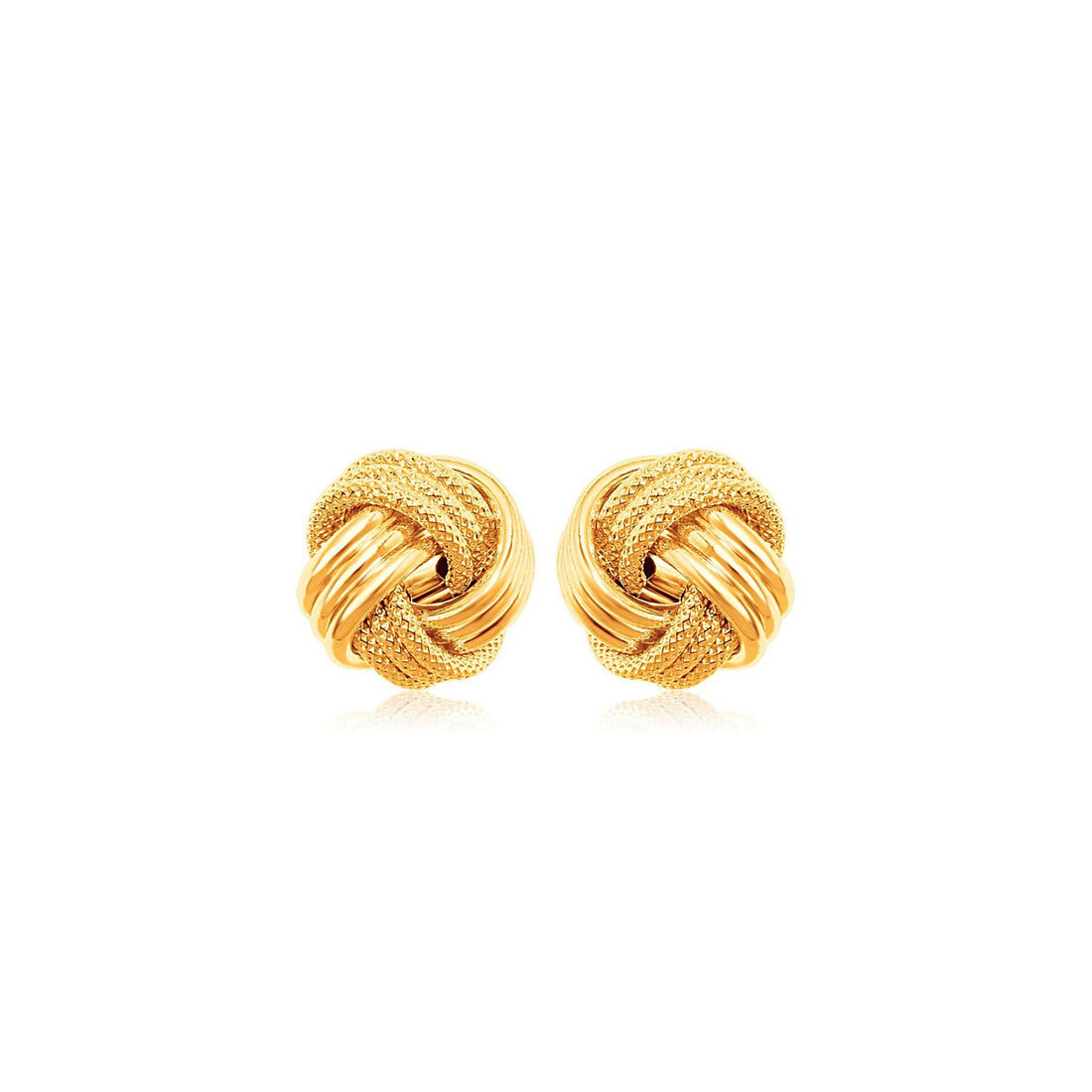 10k Yellow Gold Love Knot with Ridge Texture Earrings