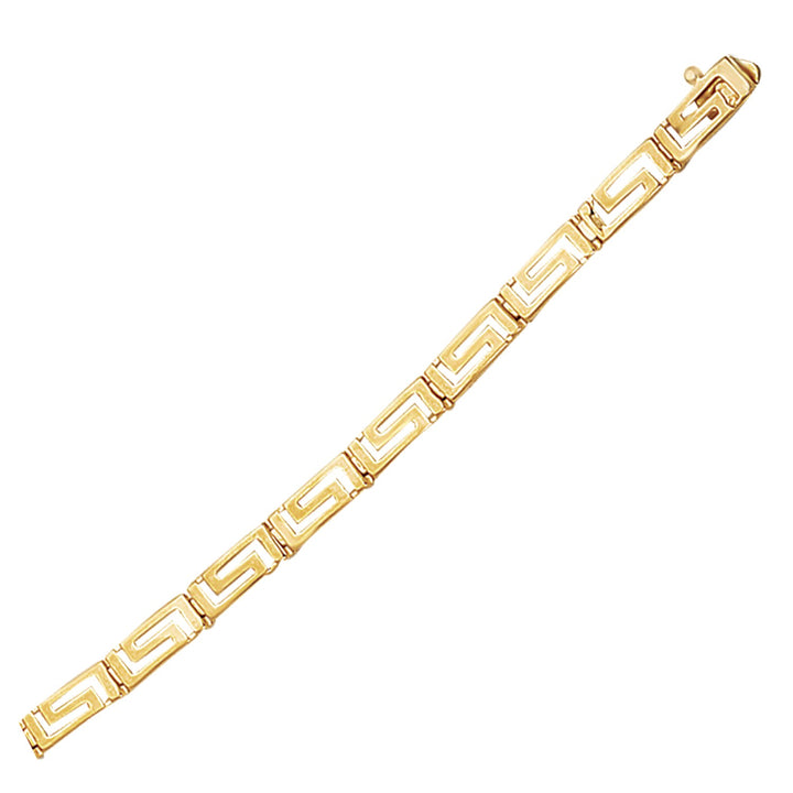 Pulsera elegante con diseño de grecas griegas en oro amarillo de 14 k (3,30 mm)