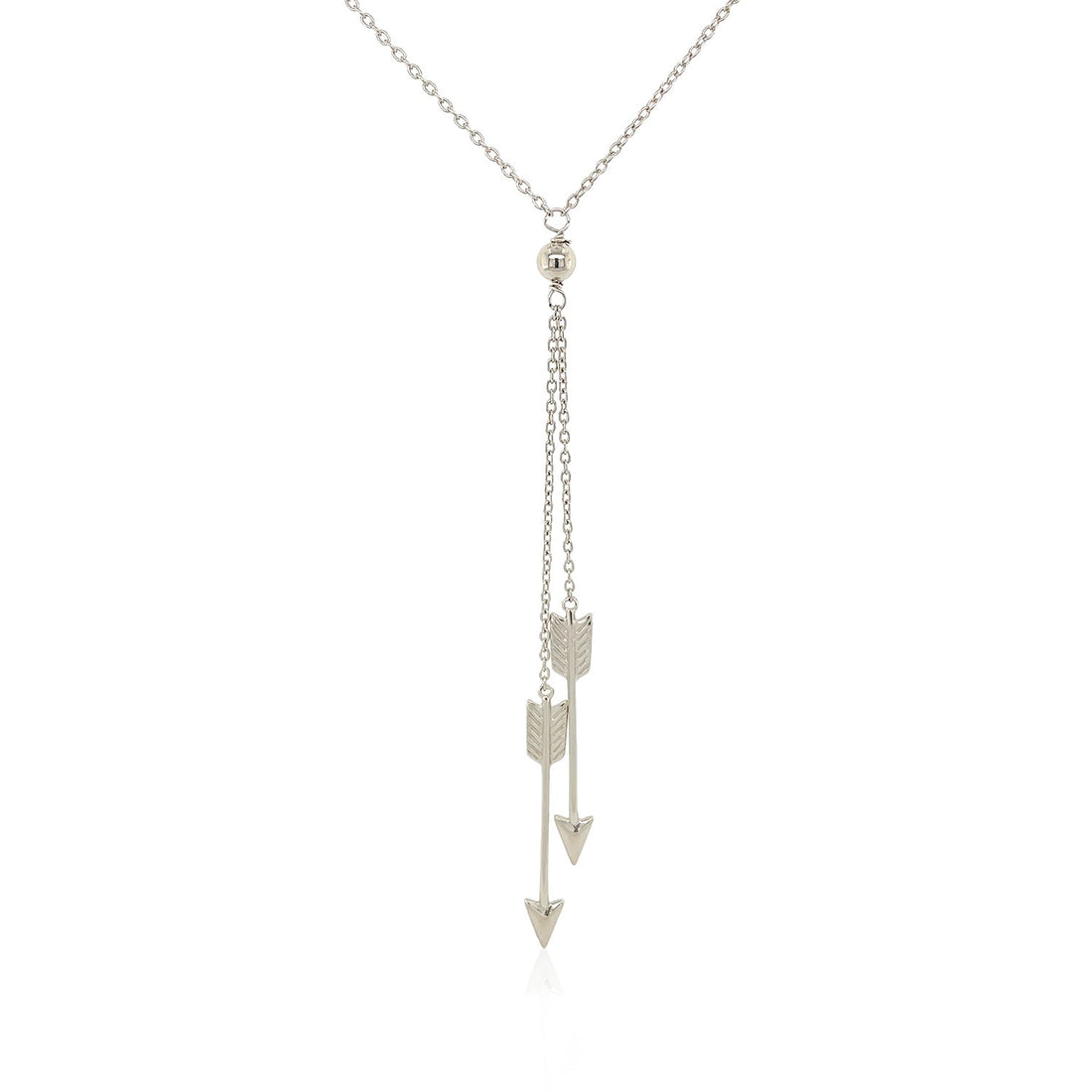 Collar de lazo de plata esterlina de 18 pulgadas con dos flechas