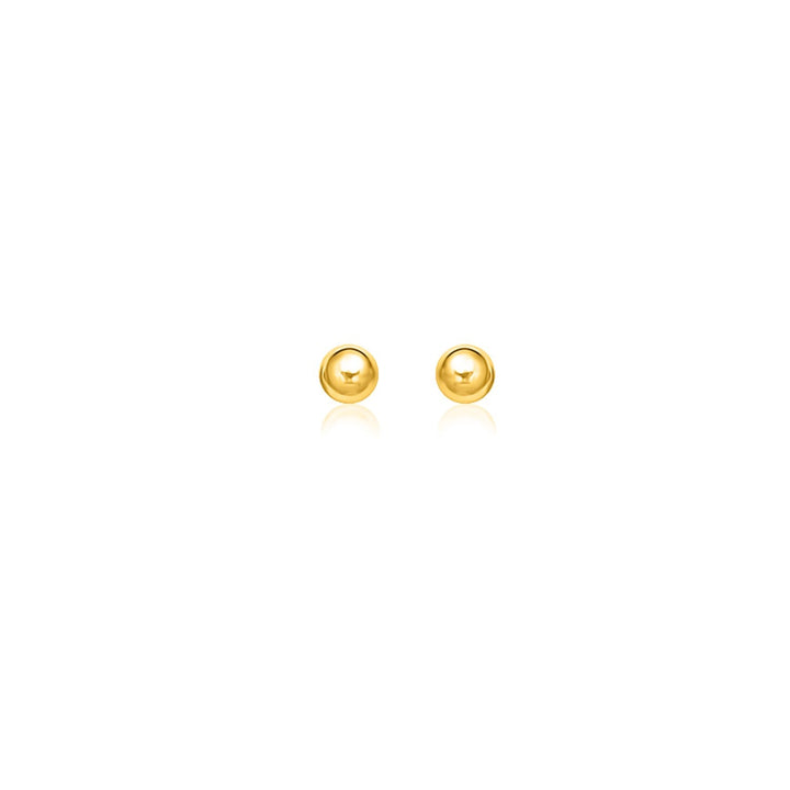 Pendientes de botón con forma de bola de oro amarillo de 10 k (4 mm)