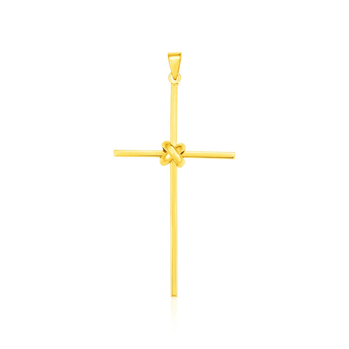 Colgante de cruz estilo barra de oro amarillo de 14 k