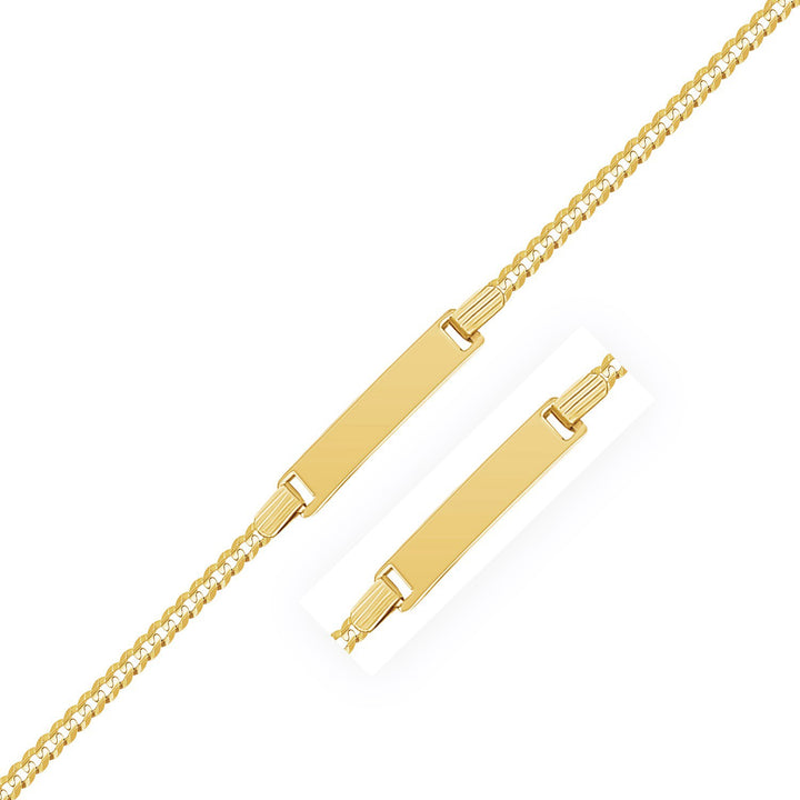 Pulsera de identificación para niños con eslabones curvos en oro amarillo de 14 k (3,30 mm)