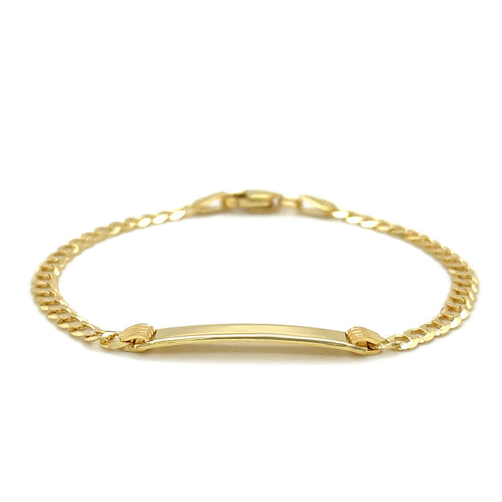 Pulsera de identificación para niños con eslabones curvos en oro amarillo de 14 k (3,30 mm)
