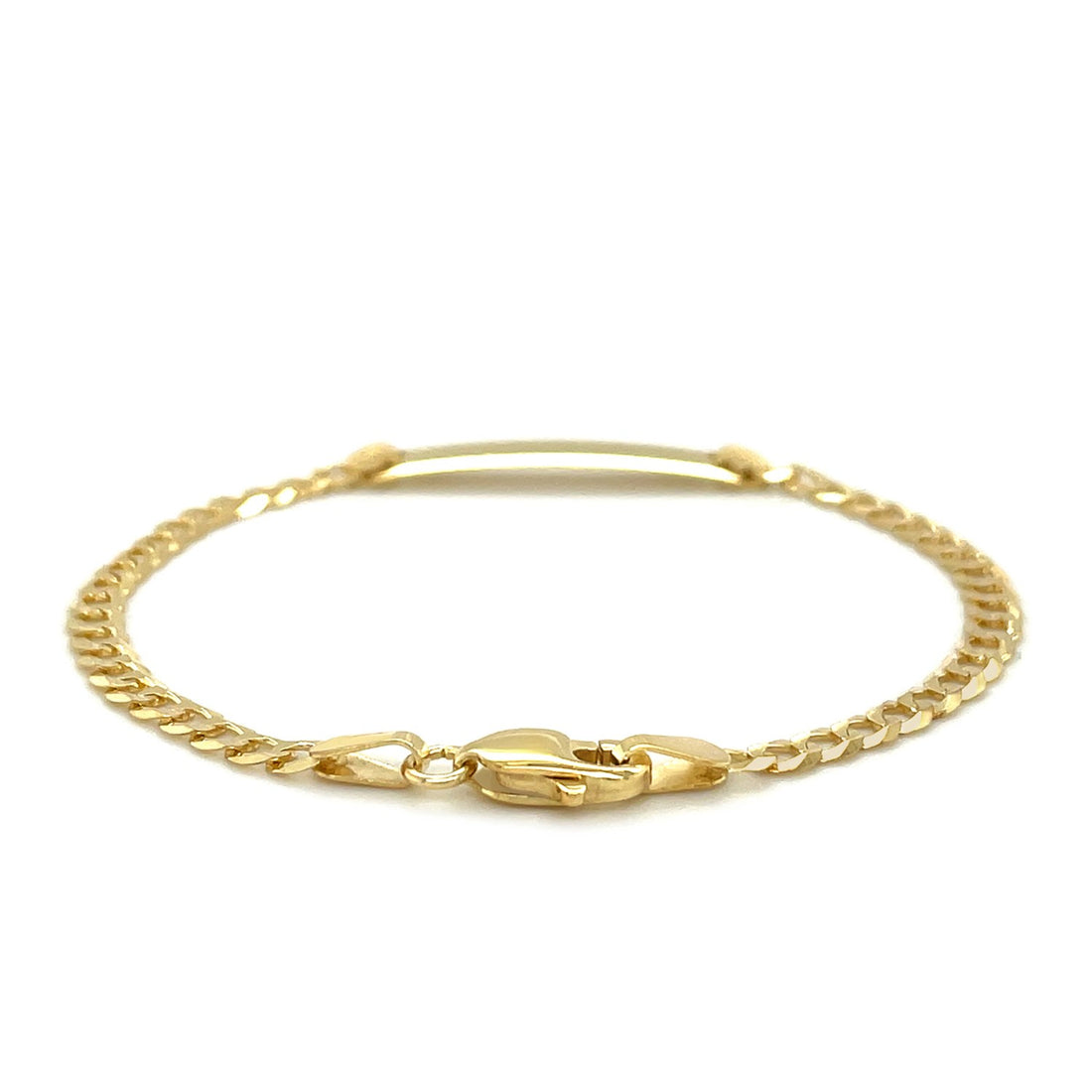 Pulsera de identificación para niños con eslabones curvos en oro amarillo de 14 k (3,30 mm)
