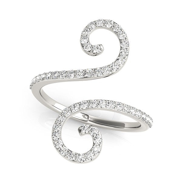 Anillo abierto de oro blanco de 14 k con diamantes y estilo floreado (1/2 ct)