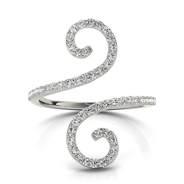 Anillo abierto de oro blanco de 14 k con diamantes y estilo floreado (1/2 ct)