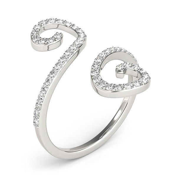 Anillo abierto de oro blanco de 14 k con diamantes y estilo floreado (1/2 ct)