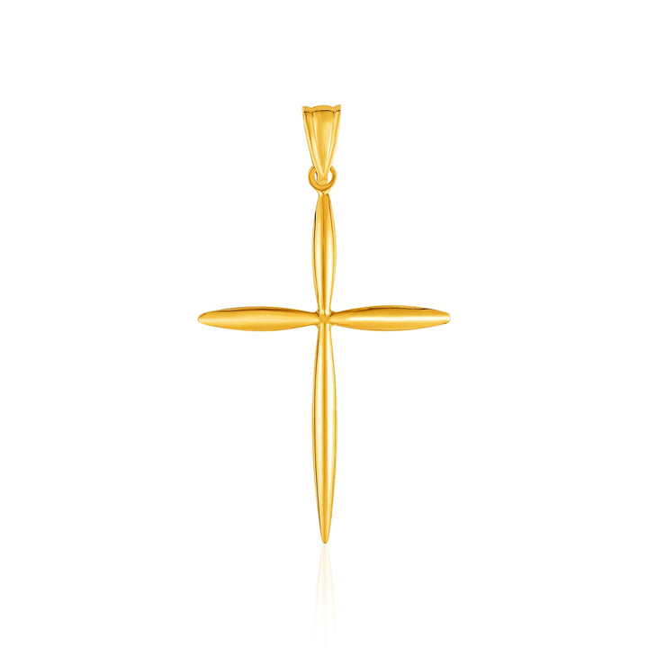 Colgante de cruz redondeada y puntiaguda en oro amarillo de 14 k