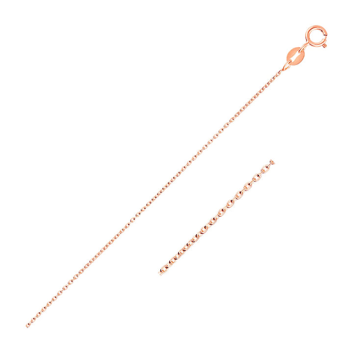 Cadena de eslabones tipo cable ovalados de oro rosa de 14 k (0,97 mm)