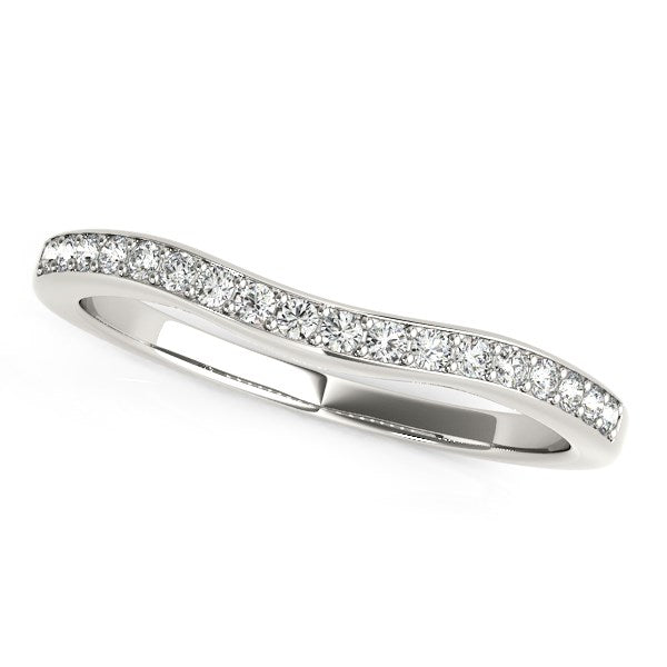Anillo de bodas de oro blanco de 14 k con diamantes curvados (1/4 ct)