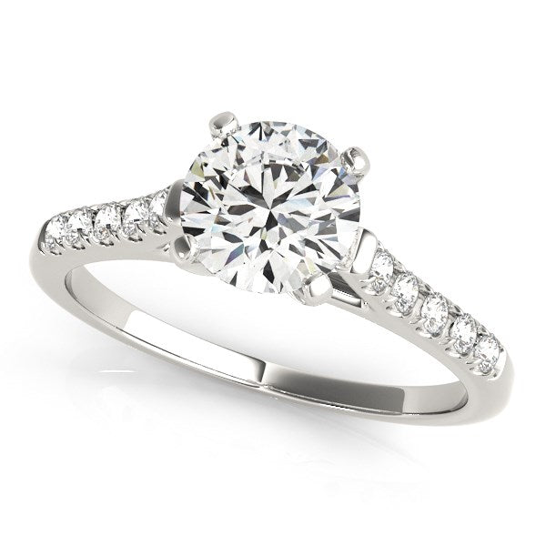 Anillo de compromiso de diamantes con diseño de catedral en oro blanco de 14 k (1 1/8 ct)