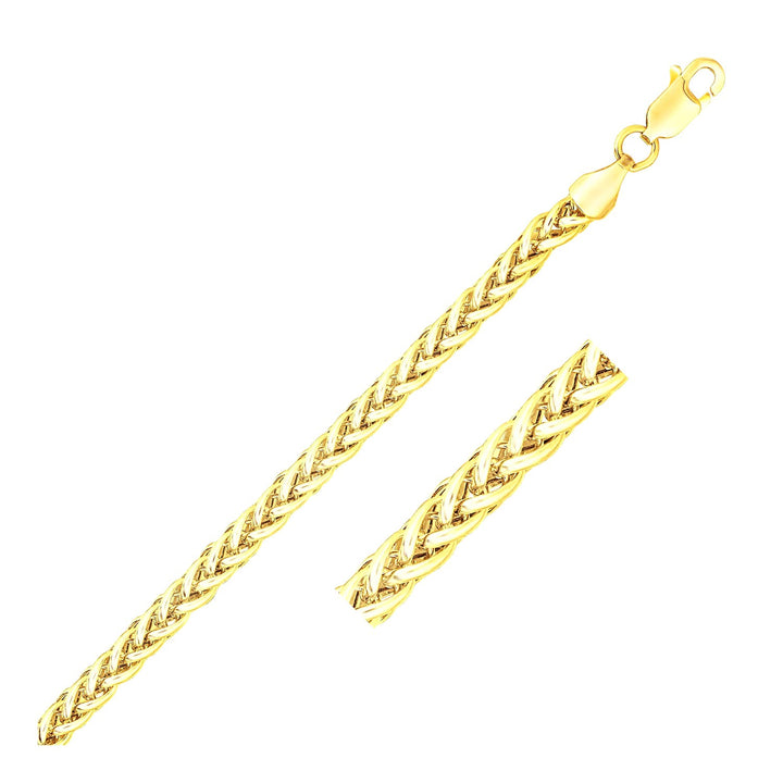 Pulsera de oro amarillo de 14 k con espigas de trigo ligeras (3,20 mm)