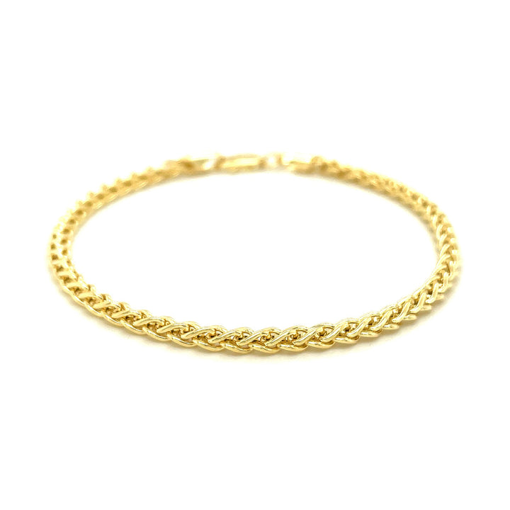 Pulsera de oro amarillo de 14 k con espigas de trigo ligeras (3,20 mm)