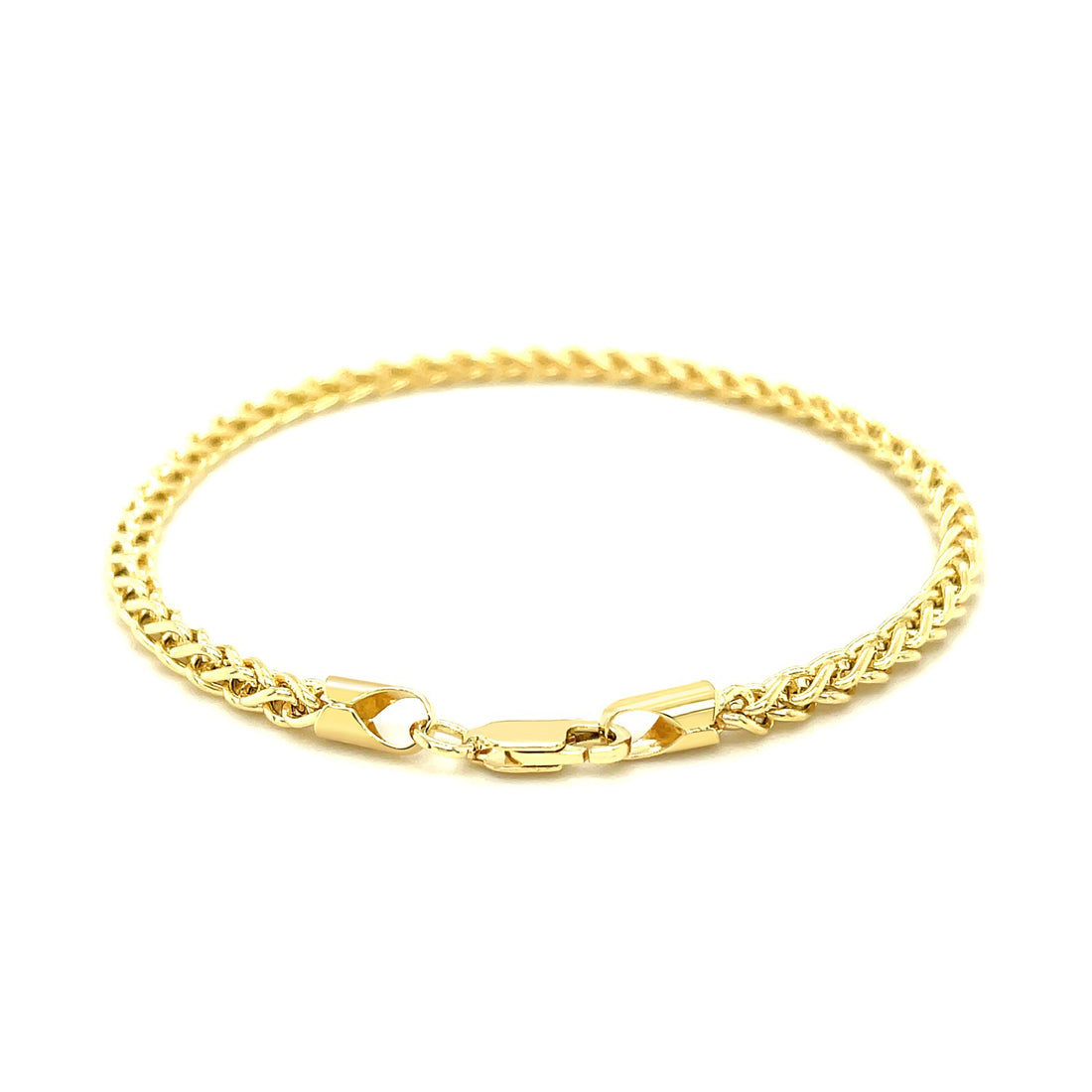 Pulsera de oro amarillo de 14 k con espigas de trigo ligeras (3,20 mm)