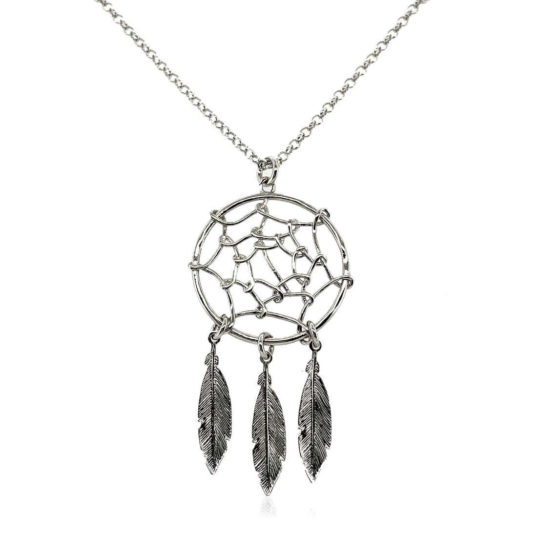 Collar de plata de ley de 17 pulgadas con colgante de atrapasueños