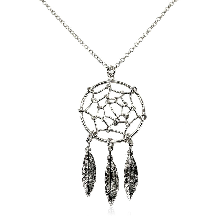 Collar de plata de ley de 17 pulgadas con colgante de atrapasueños
