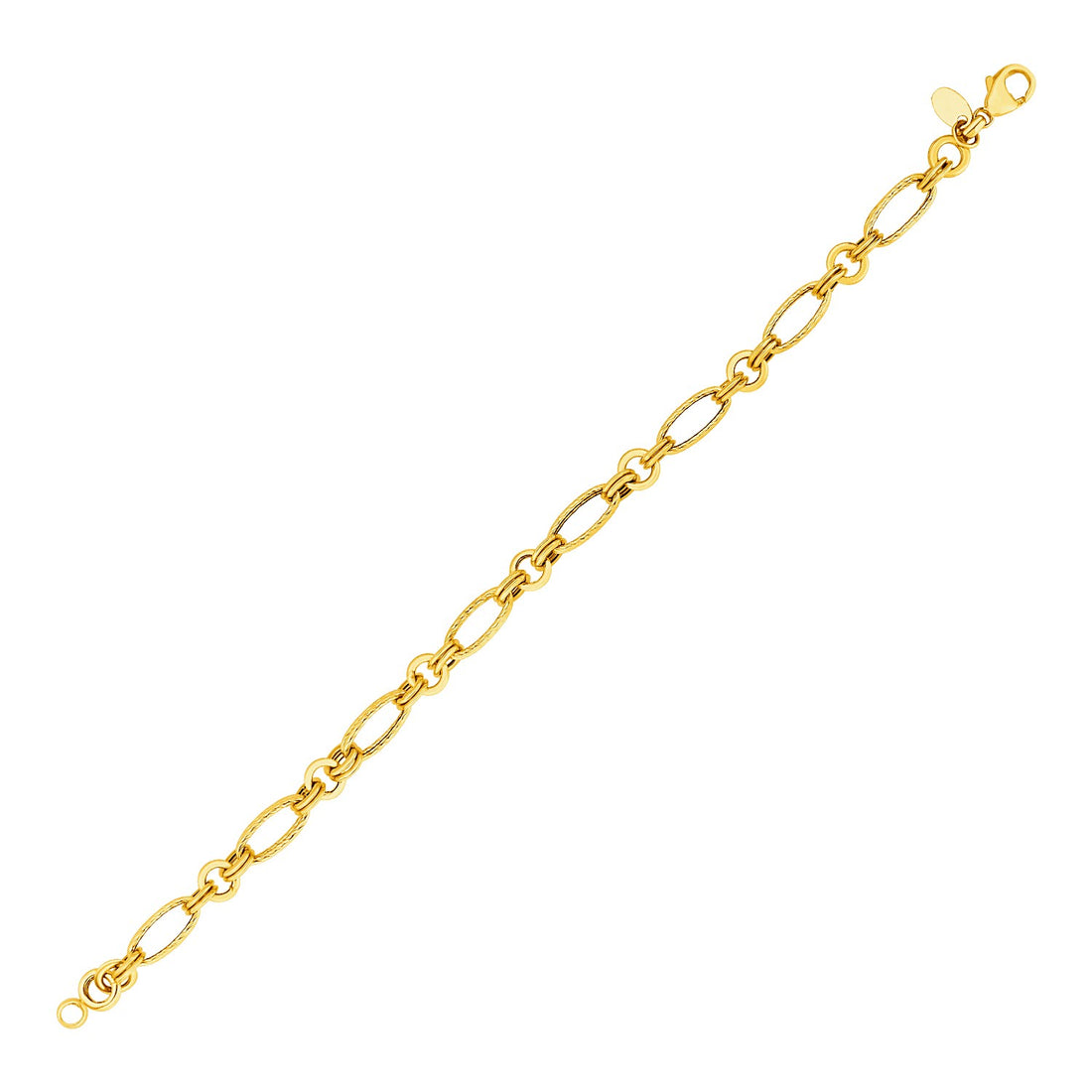 Pulsera de eslabones trenzados y pulidos en oro amarillo de 14 k