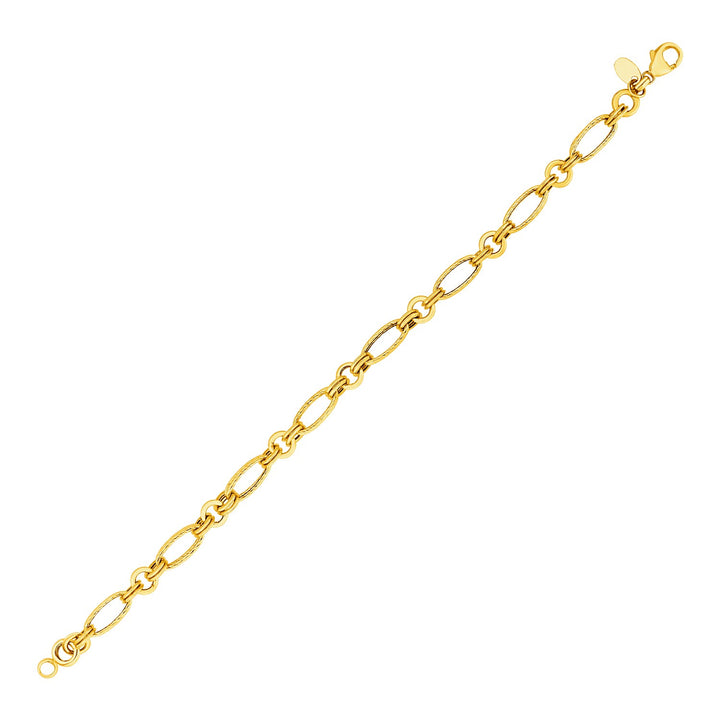 Pulsera de eslabones trenzados y pulidos en oro amarillo de 14 k