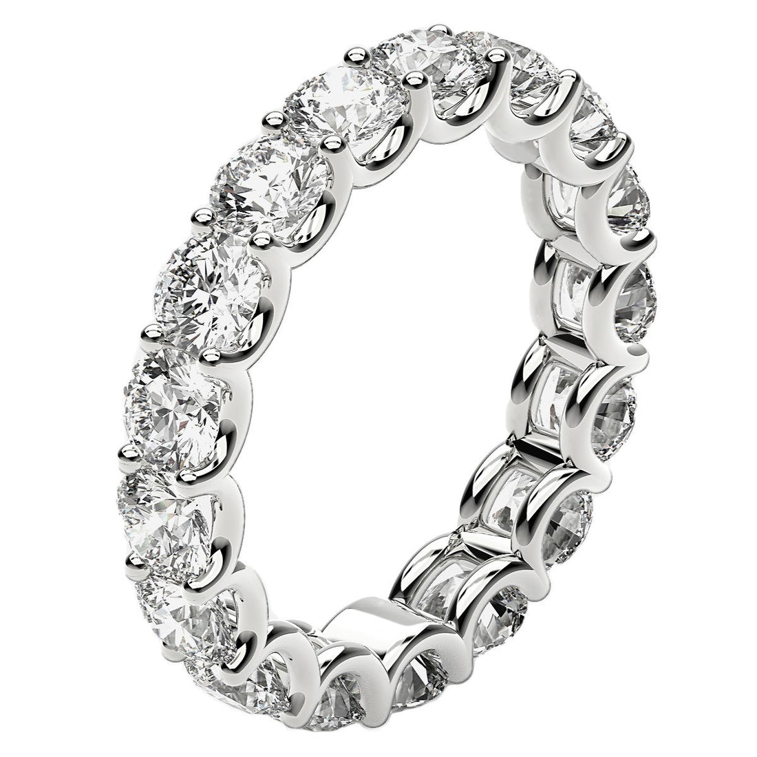 Round Cut Lab Grown Diamond Eternity Ring in 14k White Gold (3 cttw FG/VS2)