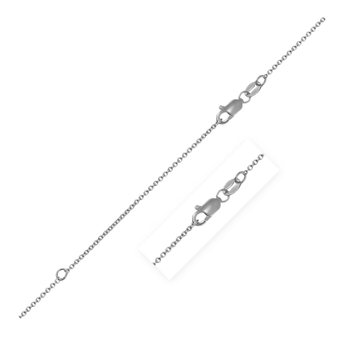 Cadena de cable extensible en oro blanco de 14 k (1,10 mm)