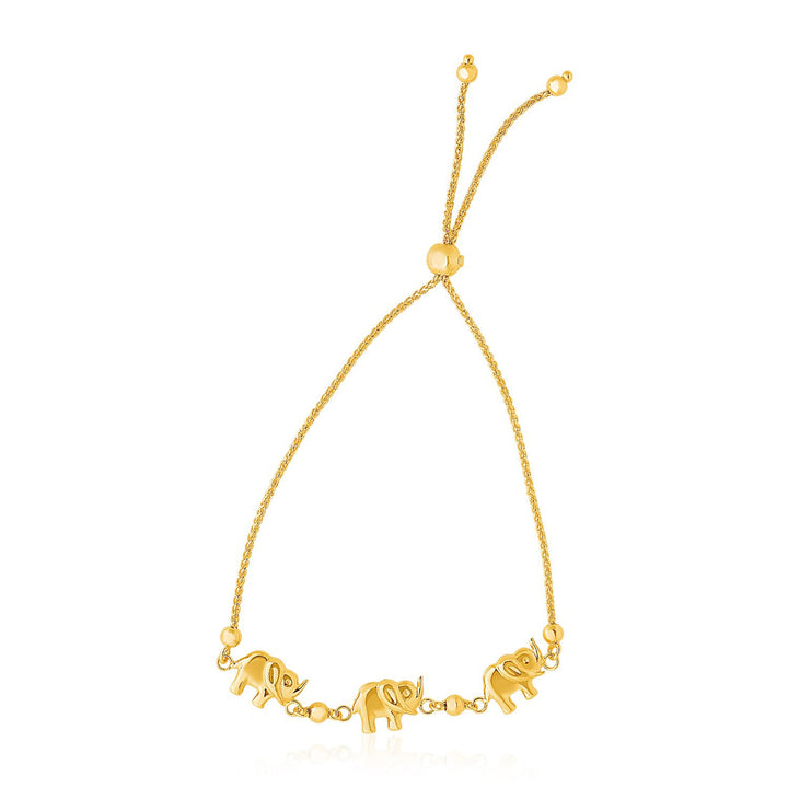 Pulsera estilo lazo con elefante en oro amarillo de 14 k (1,00 mm)